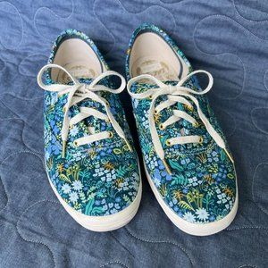 Keds x Rifle Paper Co Blue Floral Meadow Sneakers Size 7.5